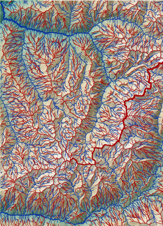 Drainage and dispersion areas filtered at 10^5 m².